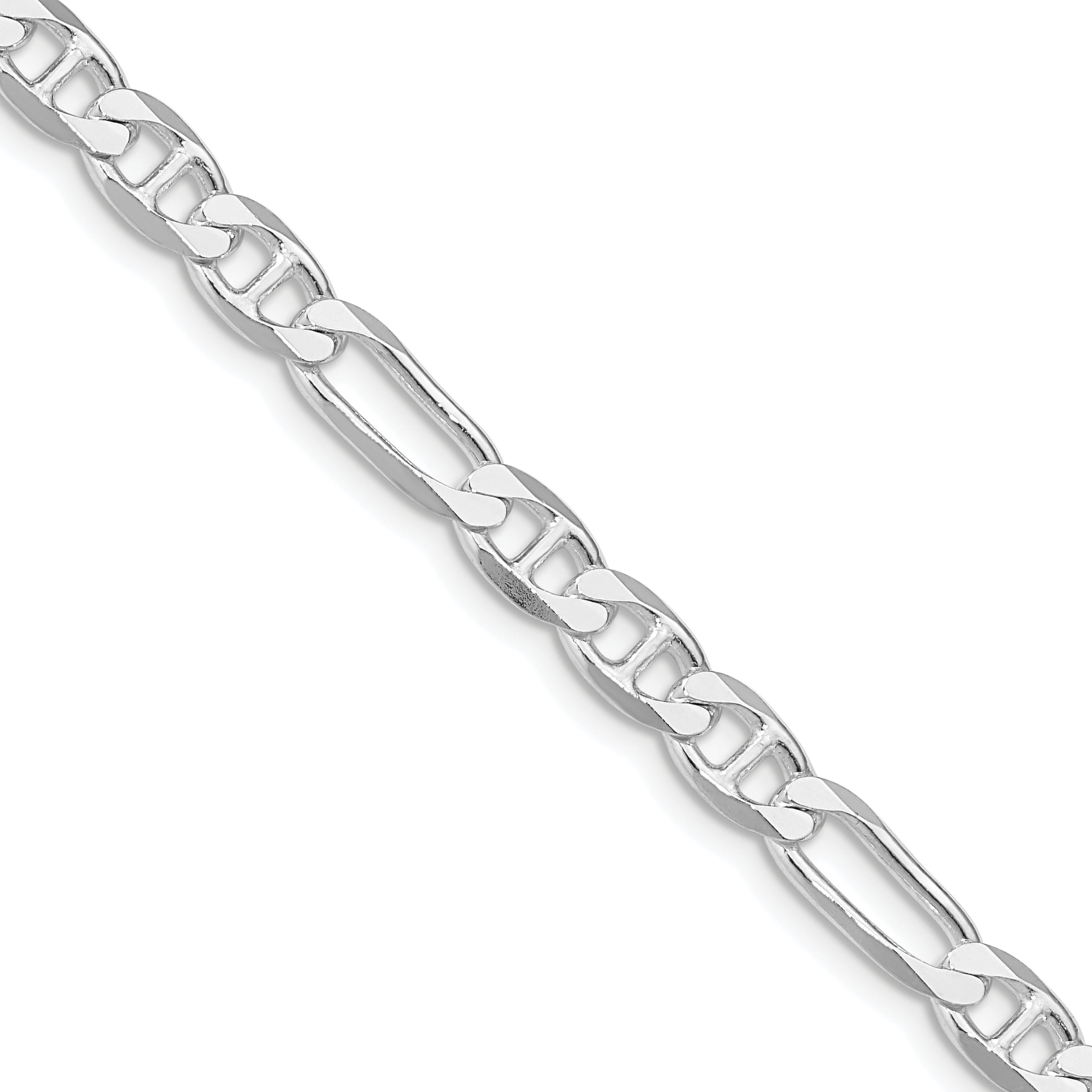 Sterling Silver Rhodium-plated 5.5mm Figaro Anchor Chain