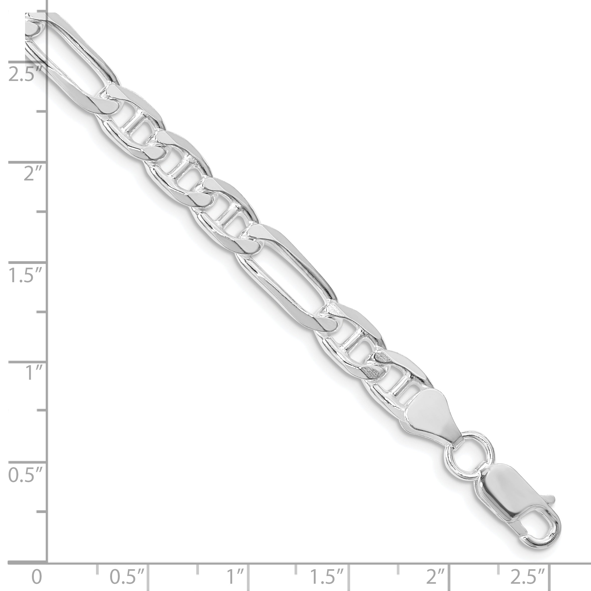 Sterling Silver Rhodium-plated 6.5mm Figaro Anchor Chain