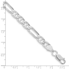 Sterling Silver Rhodium-plated 6.5mm Figaro Anchor Chain