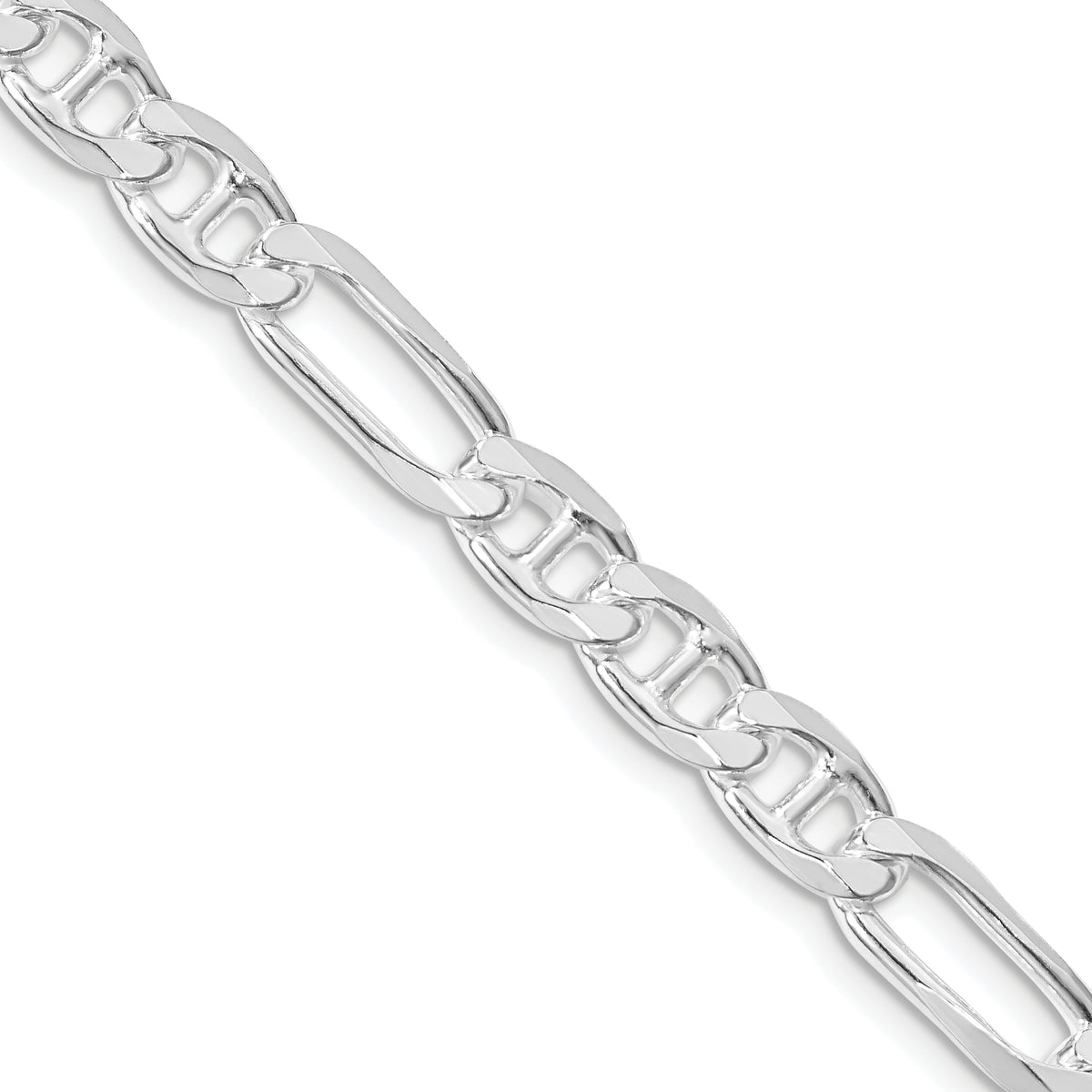 Sterling Silver Rhodium-plated 6.5mm Figaro Anchor Chain