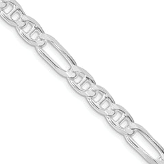 Sterling Silver Rhodium-plated 6.5mm Figaro Anchor Chain