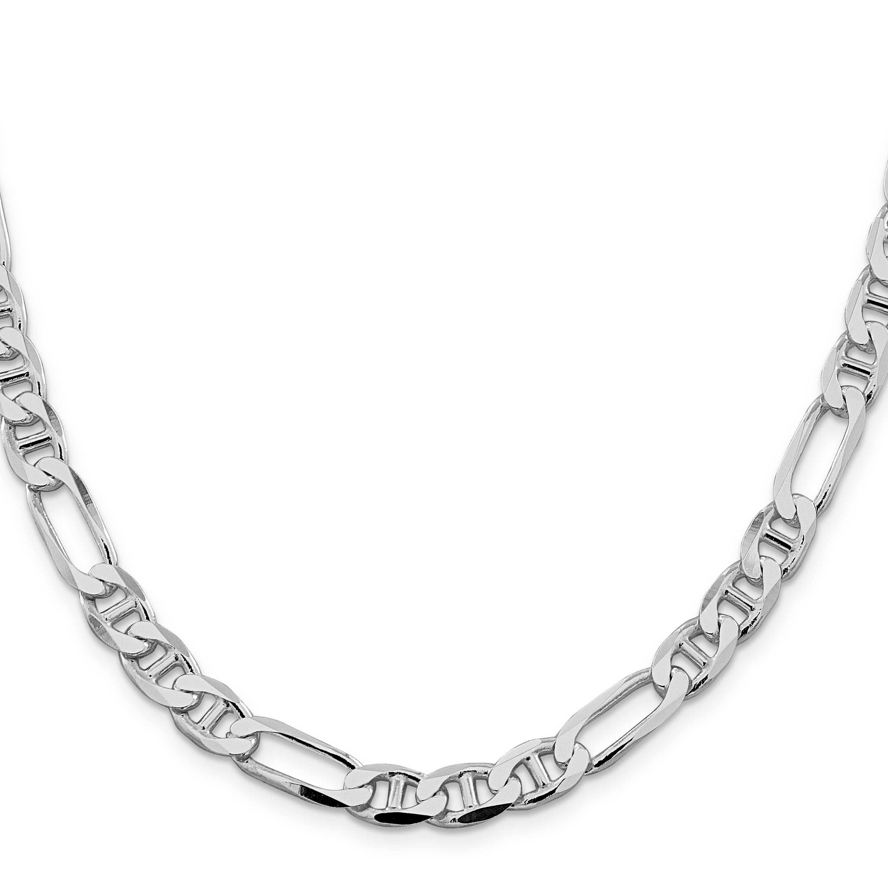 Sterling Silver Rhodium-plated 7.5mm Figaro Anchor Chain