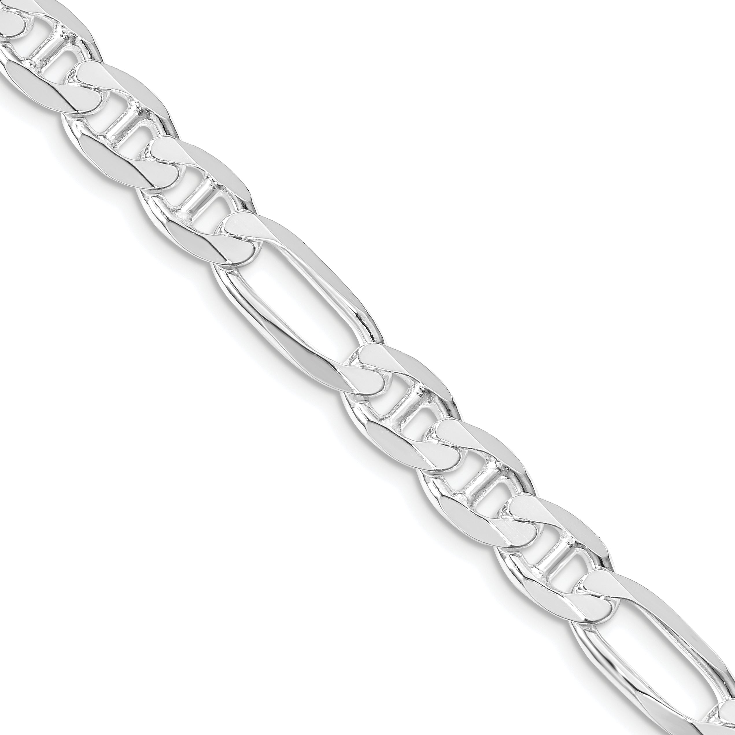 Sterling Silver Rhodium-plated 7.5mm Figaro Anchor Chain