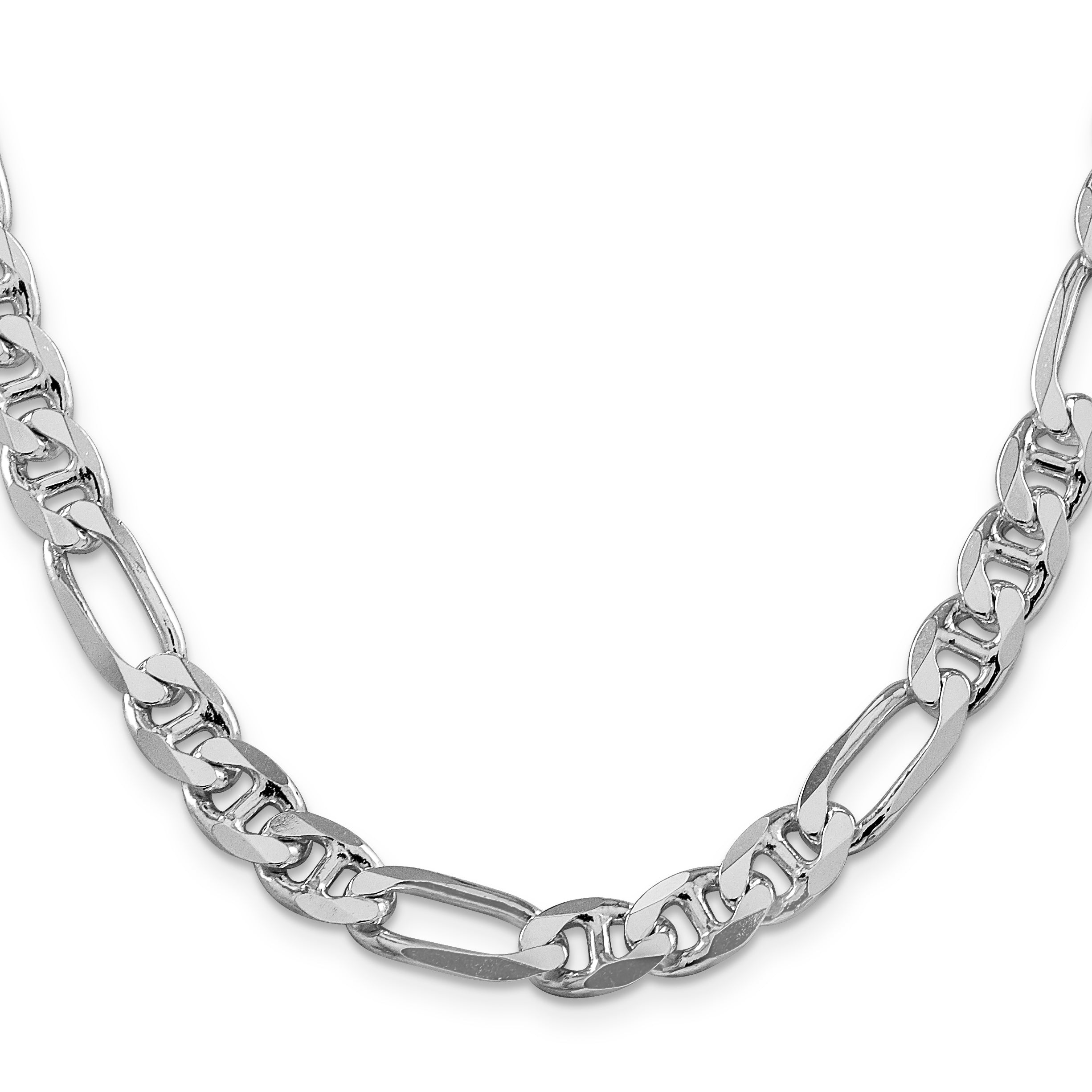 Sterling Silver Rhodium-plated 7.75mm Figaro Anchor Chain