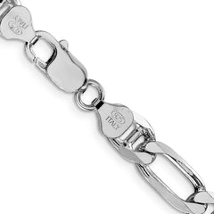 Sterling Silver Rhodium-plated 7.75mm Figaro Anchor Chain