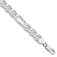 Sterling Silver Rhodium-plated 7.75mm Figaro Anchor Chain