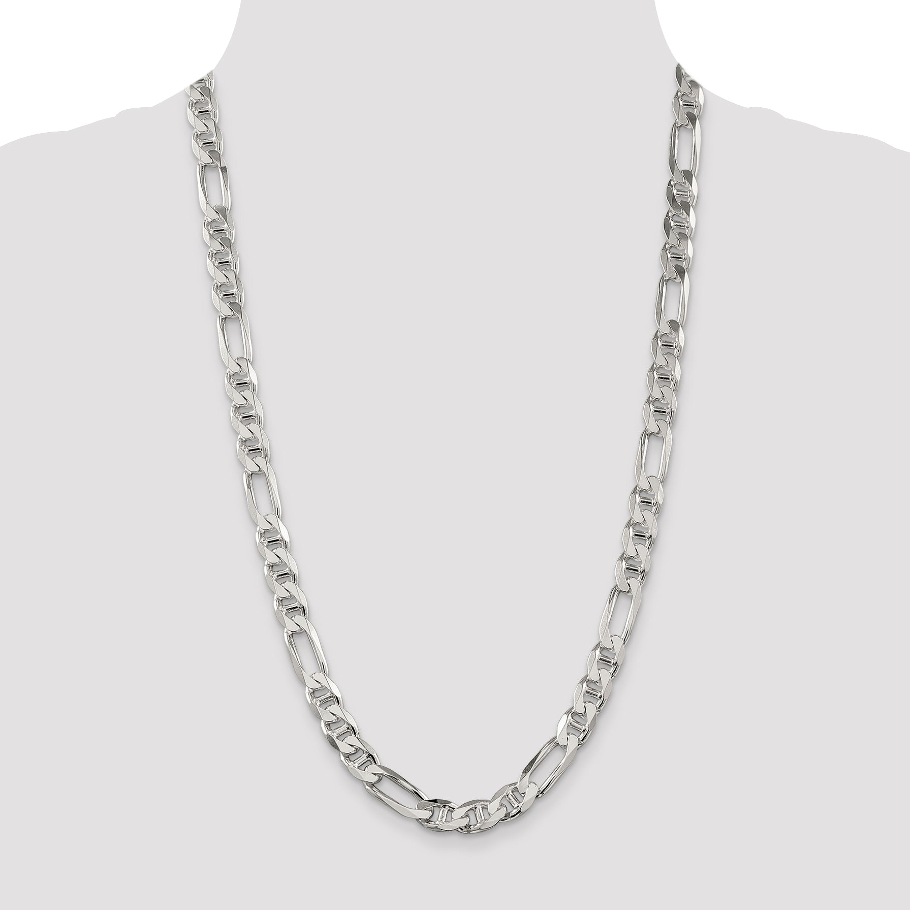 Sterling Silver 8.75mm Figaro Anchor Chain