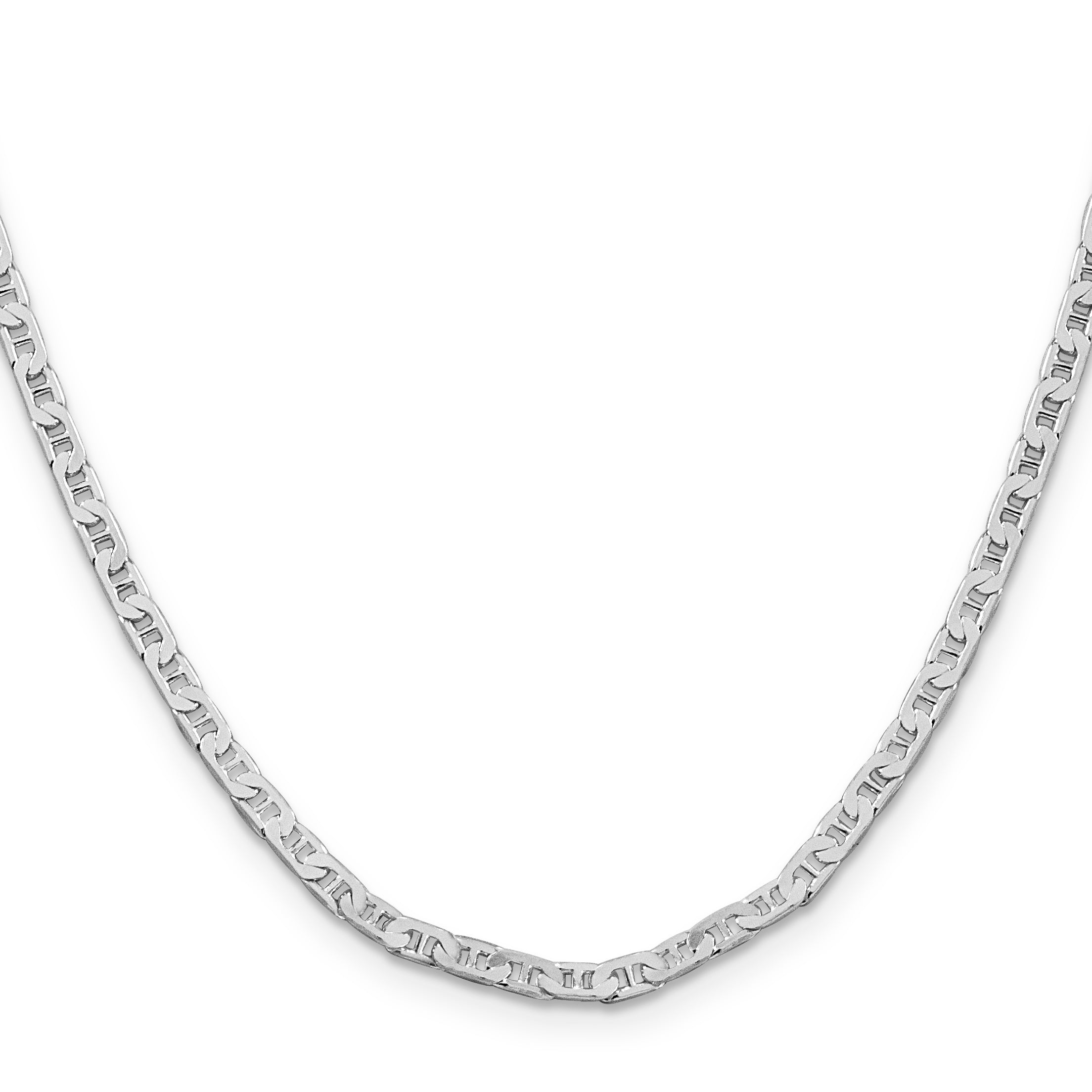 Sterling Silver Rhodium-plated 3mm Flat Anchor Chain