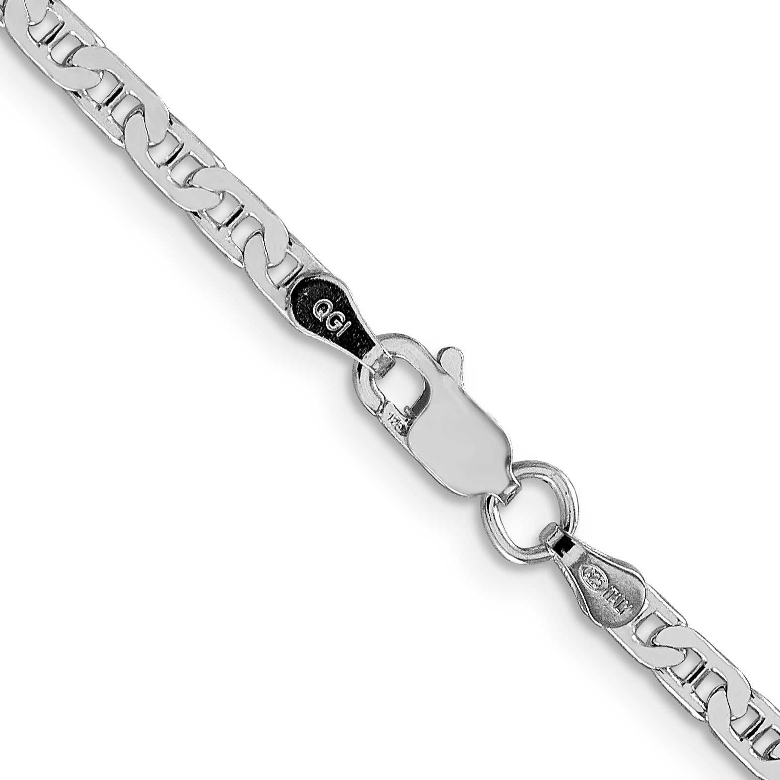 Sterling Silver Rhodium-plated 3mm Flat Anchor Chain