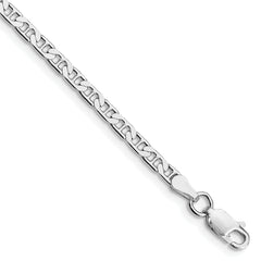 Sterling Silver Rhodium-plated 3mm Flat Anchor Chain Anklet