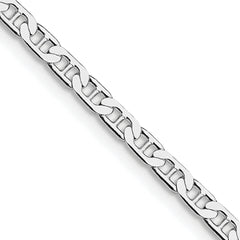 Sterling Silver Rhodium-plated 3mm Flat Anchor Chain