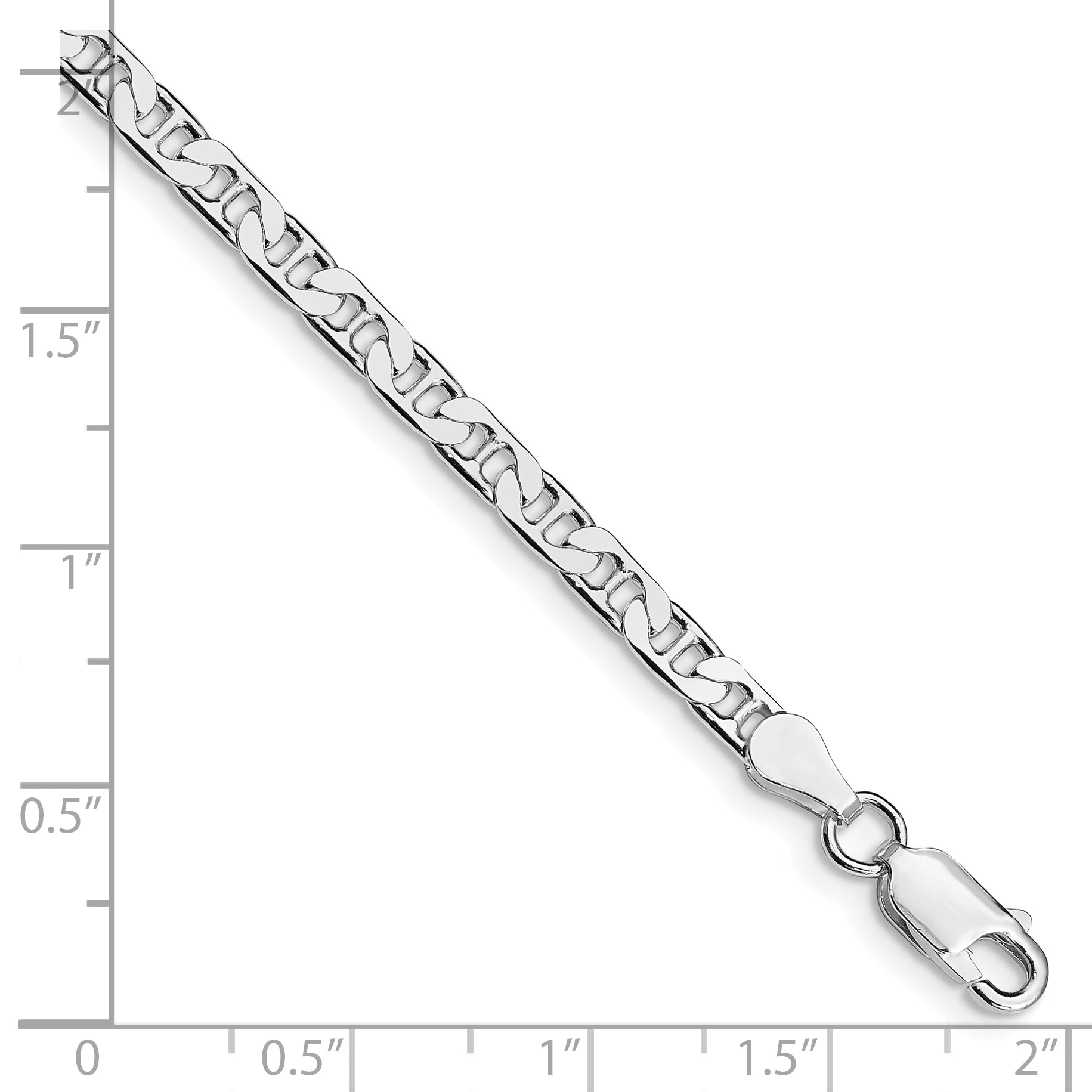 Sterling Silver Rhodium-plated 3.75mm Flat Anchor Chain