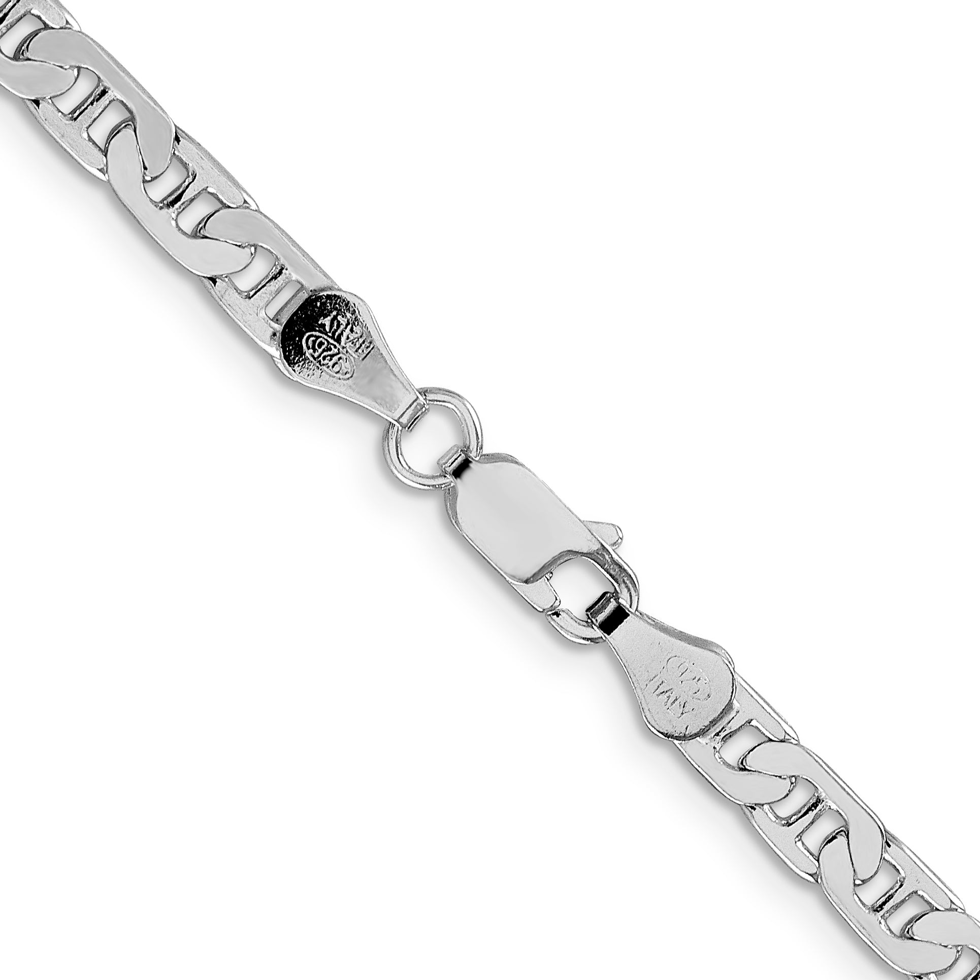 Sterling Silver Rhodium-plated 4.5mm Flat Anchor Chain