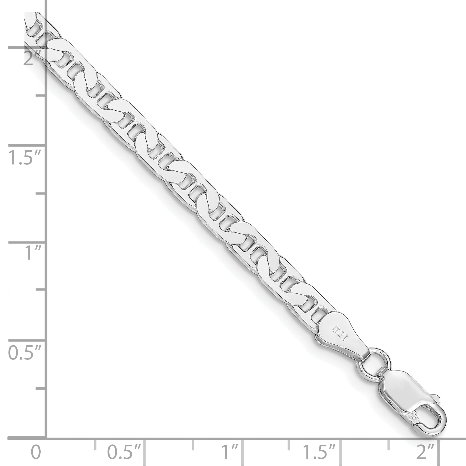 Sterling Silver Rhodium-plated 4.5mm Flat Anchor Chain