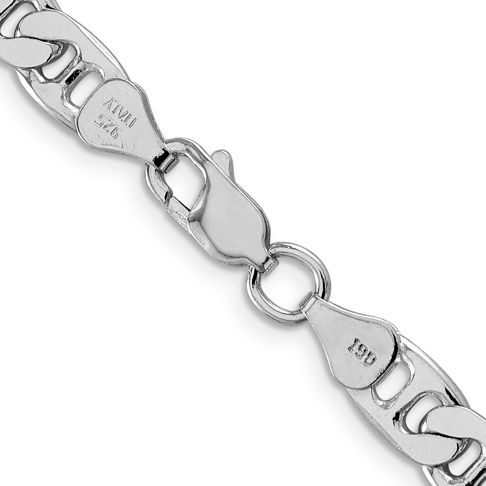 Sterling Silver Rhodium-plated 6.5mm Flat Anchor Chain