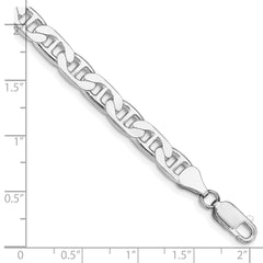 Sterling Silver Rhodium-plated 6.5mm Flat Anchor Chain