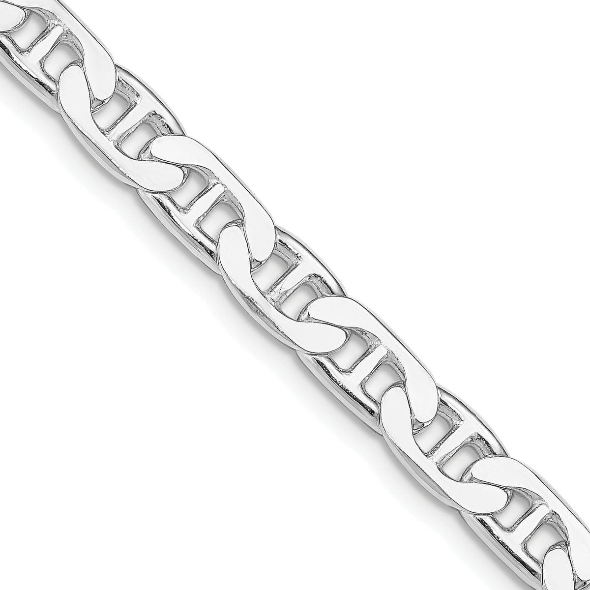 Sterling Silver Rhodium-plated 6.5mm Flat Anchor Chain