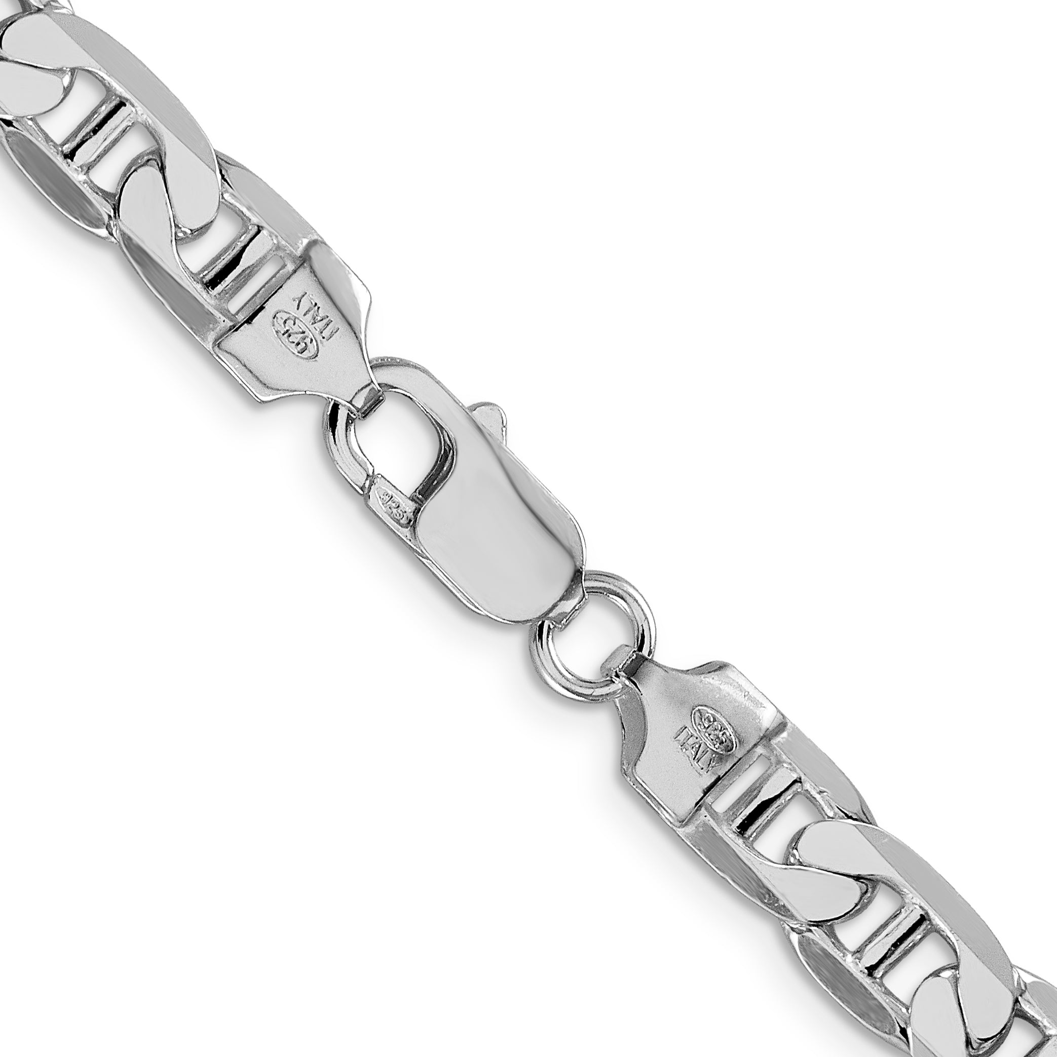 Sterling Silver Rhodium-plated 7mm Flat Anchor Chain