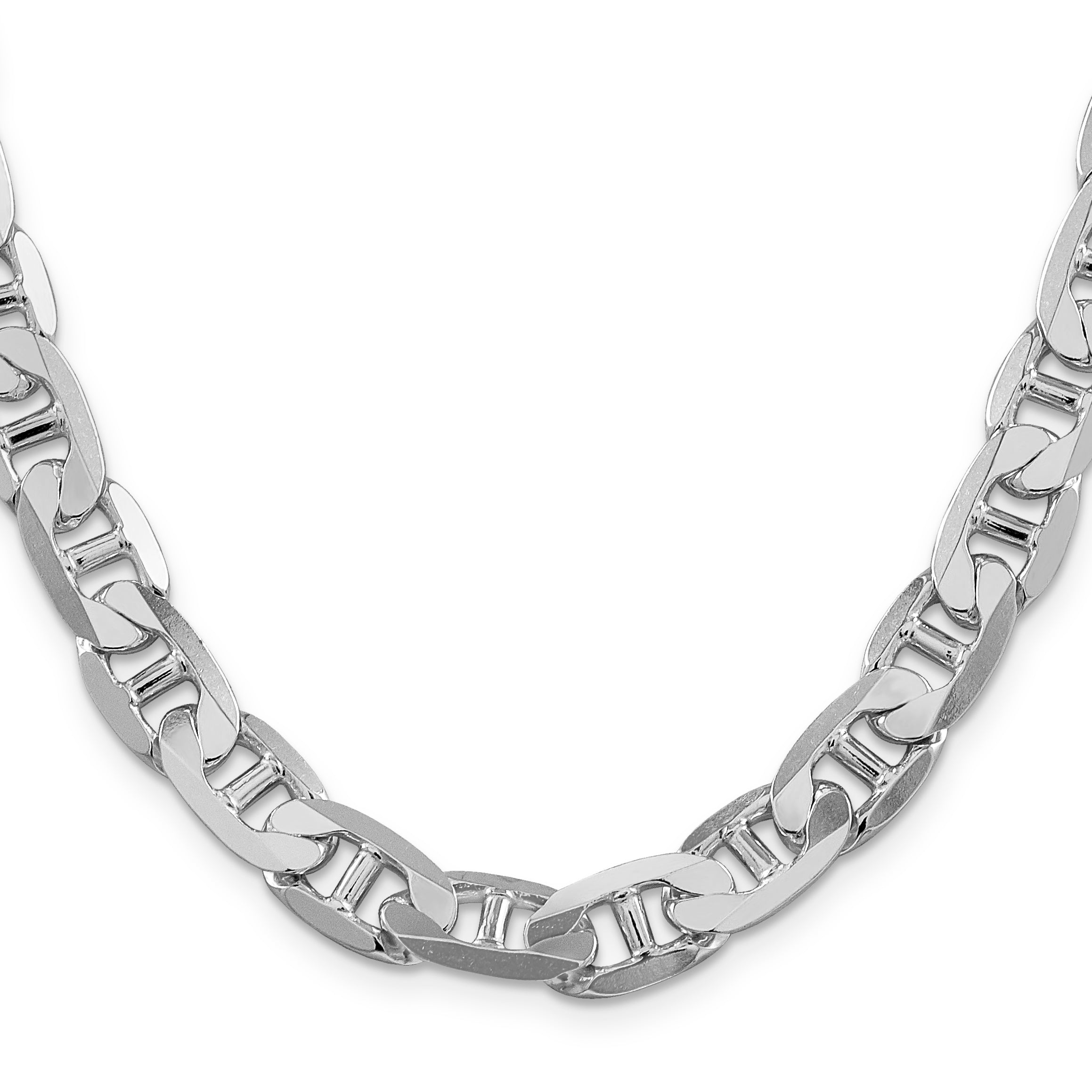 Sterling Silver Rhodium-plated 9.5mm Flat Anchor Chain