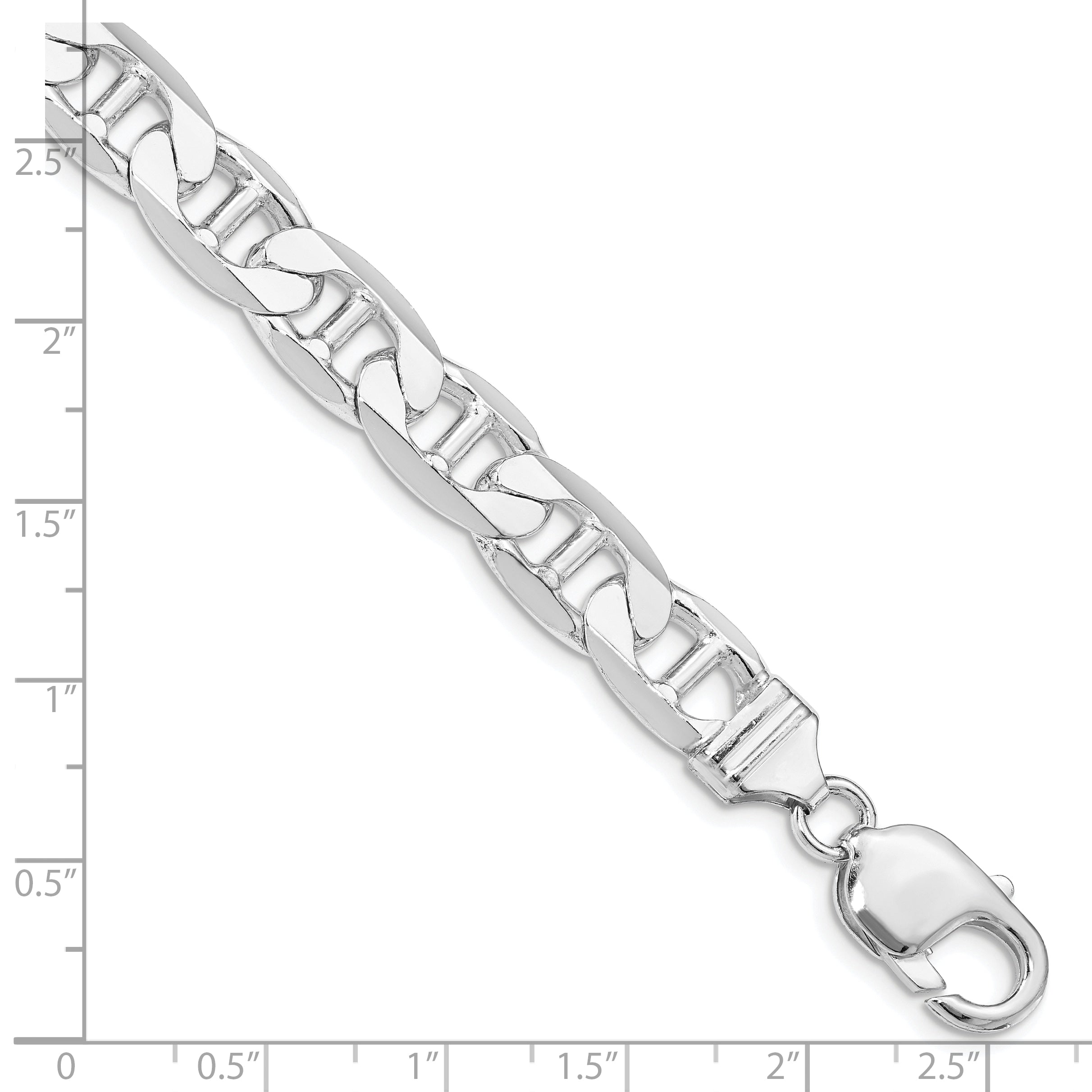 Sterling Silver Rhodium-plated 9.5mm Flat Anchor Chain