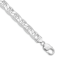 Sterling Silver Rhodium-plated 9.5mm Flat Anchor Chain