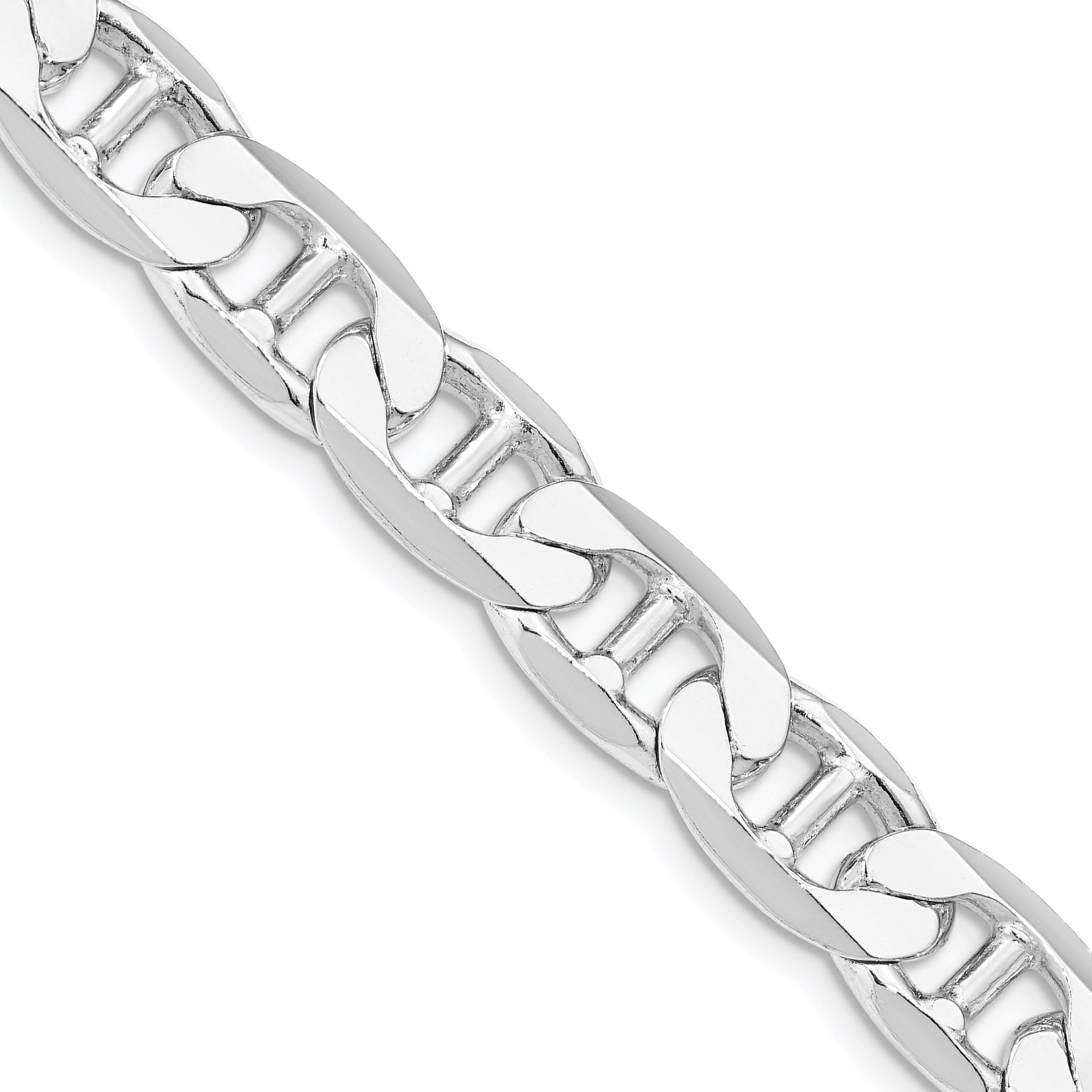 Sterling Silver Rhodium-plated 9.5mm Flat Anchor Chain