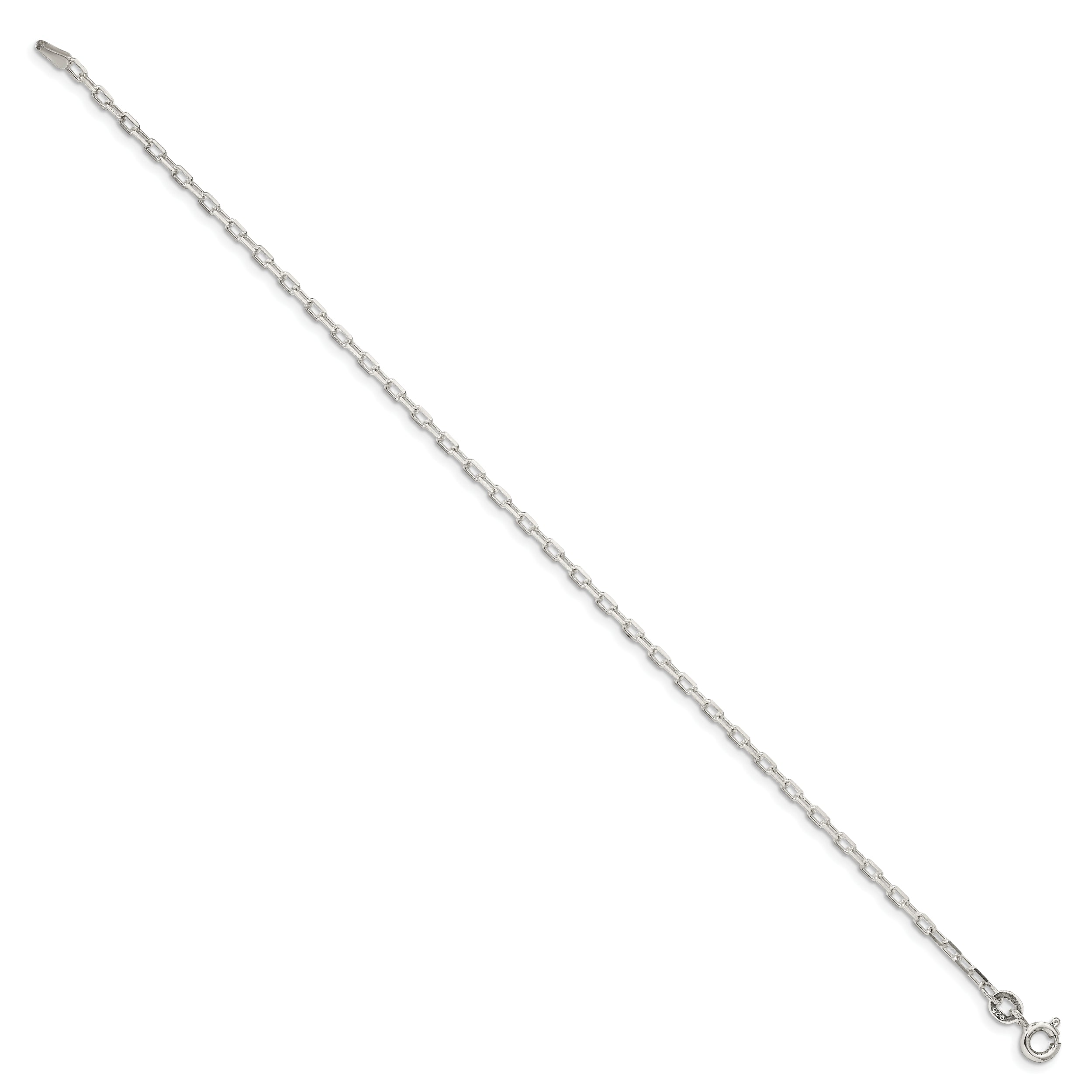 Sterling Silver 2.2mm Diamond-cut Long Link Cable Chain