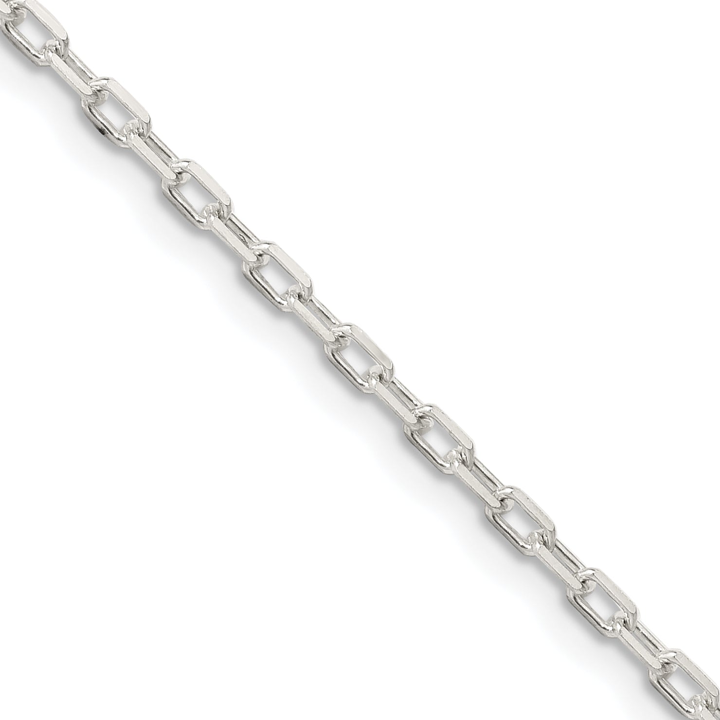 Sterling Silver 2.2mm Diamond-cut Long Link Cable Chain