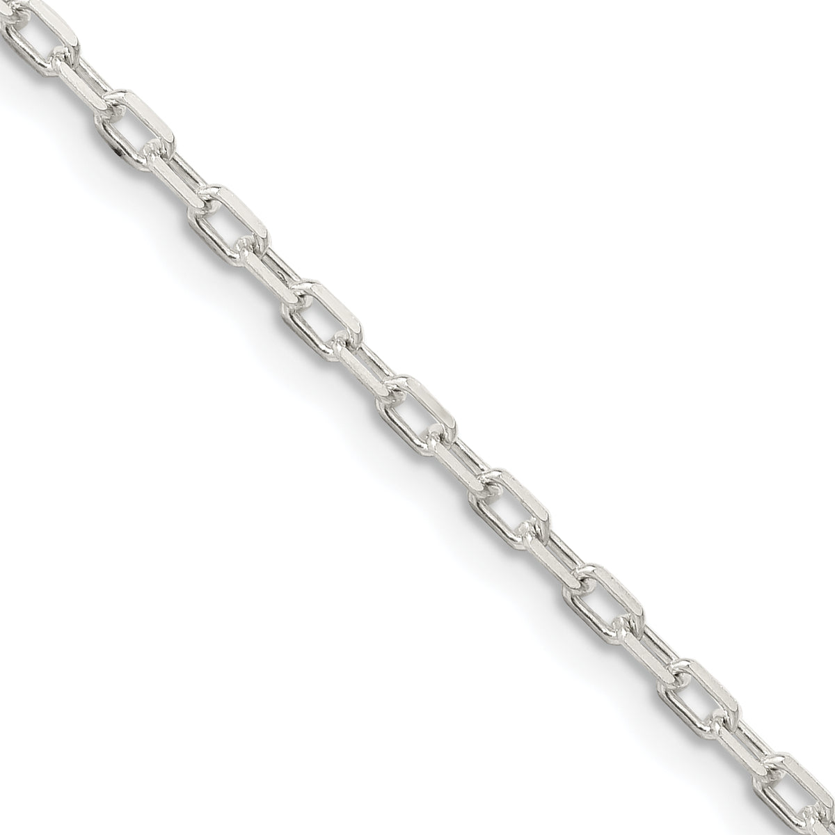 Sterling Silver 2.2mm Diamond-cut Long Link Cable Chain