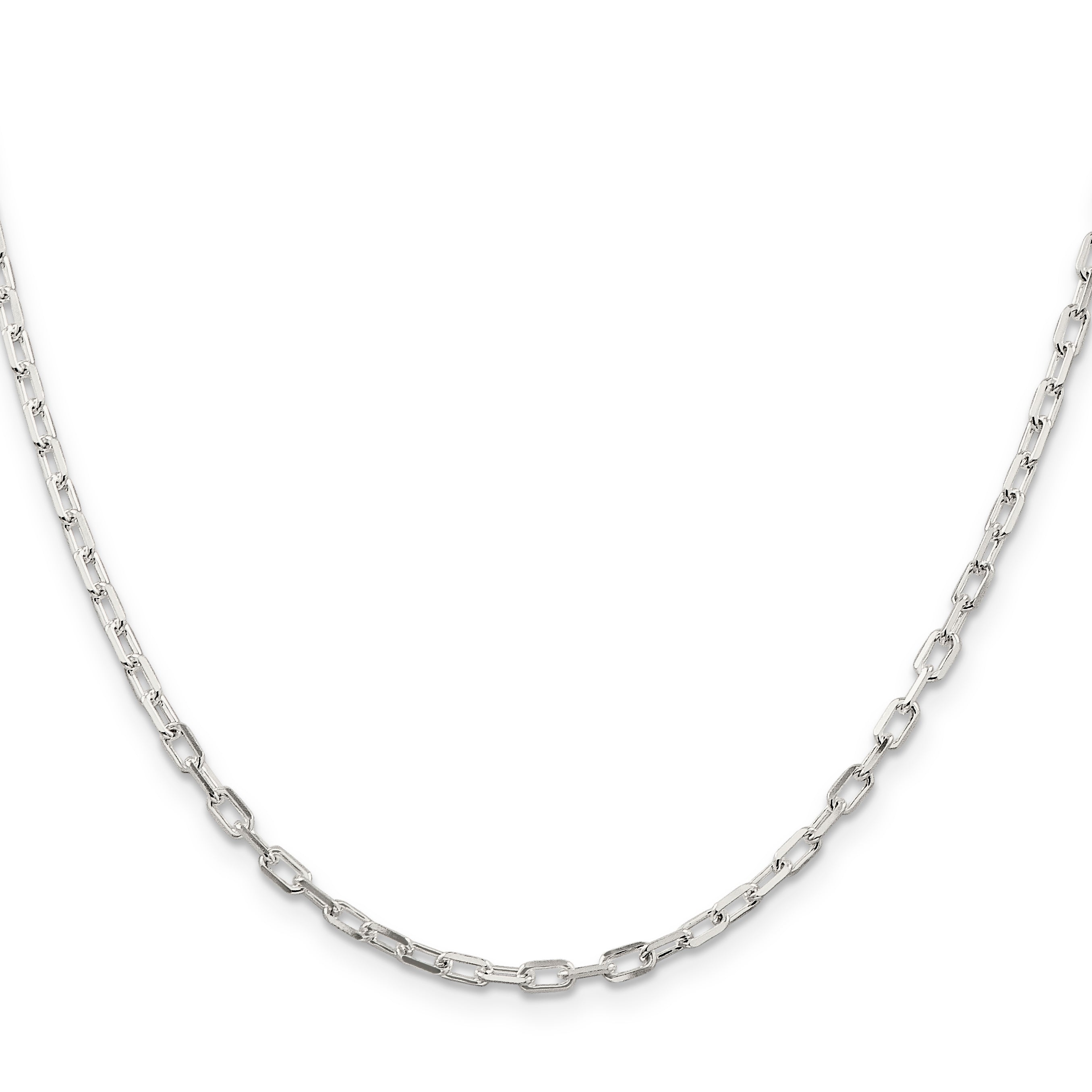 Sterling Silver 2.9mm Diamond-cut Long Link Cable Chain