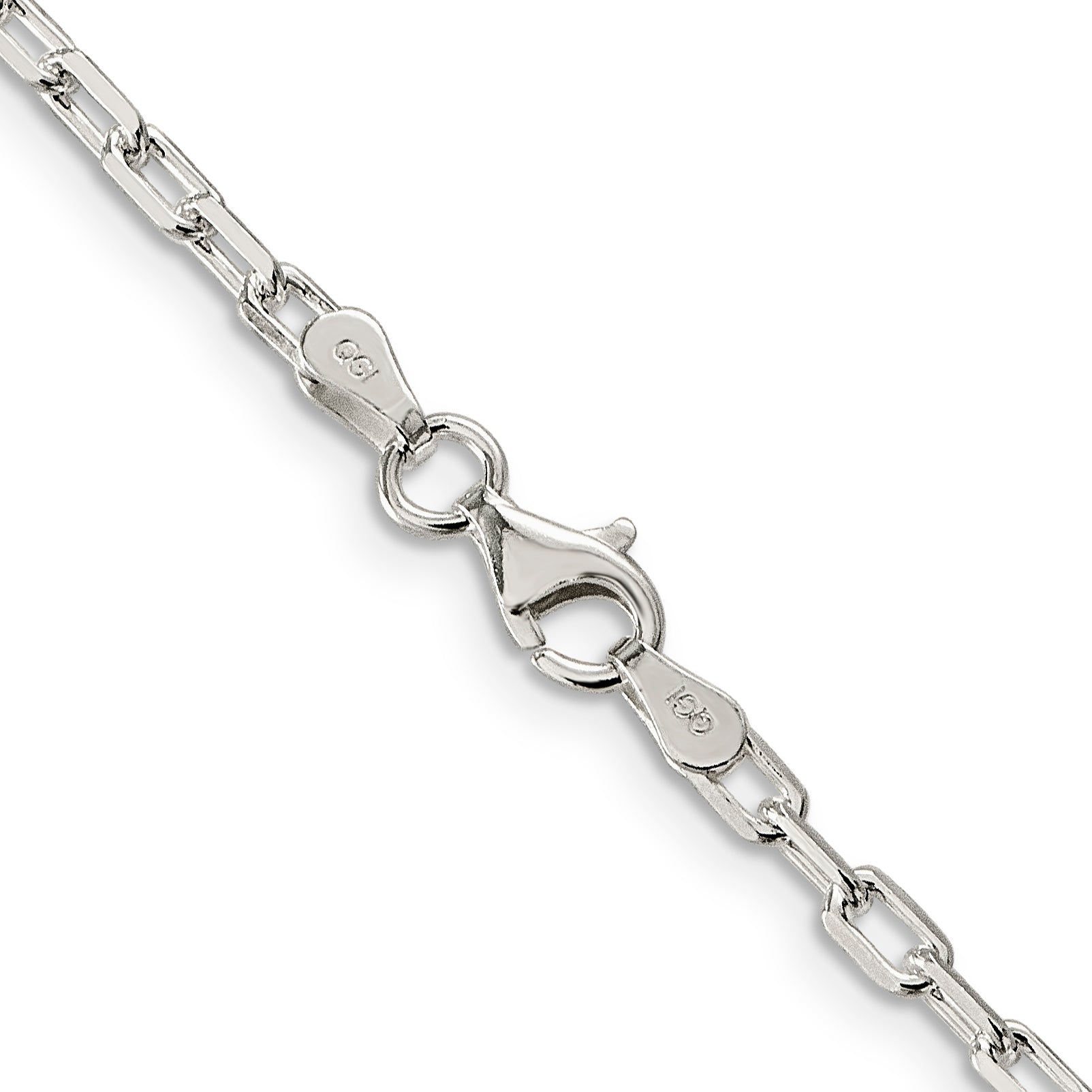 Sterling Silver 2.9mm Diamond-cut Long Link Cable Chain