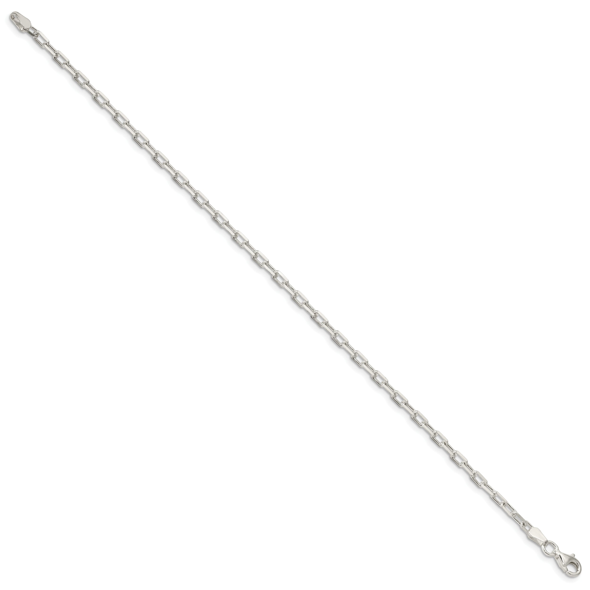 Sterling Silver 2.9mm Diamond-cut Long Link Cable Chain