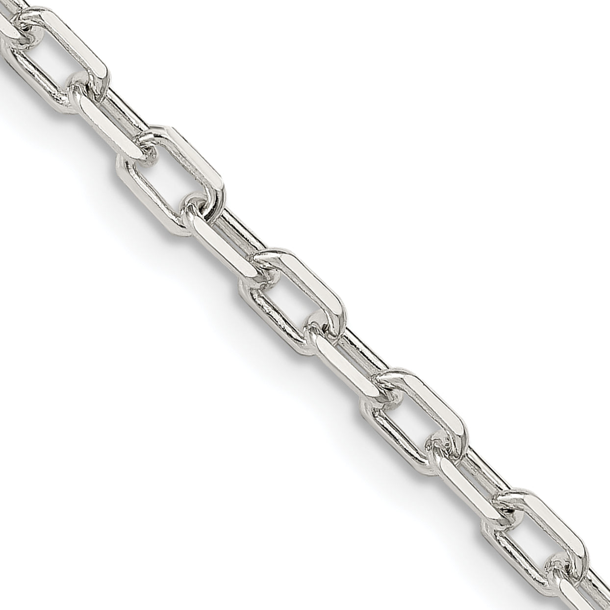 Sterling Silver 3.5mm Diamond-cut Long Link Cable Chain