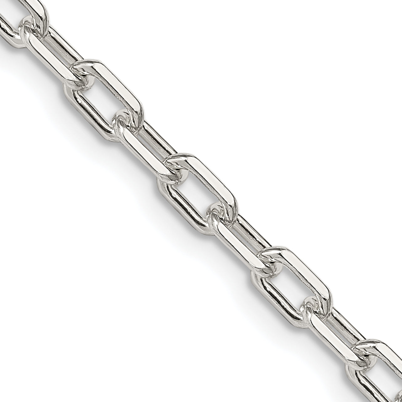 Sterling Silver 4.3mm Diamond-cut Long Link Cable Chain