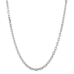 Sterling Silver Rhodium Plated Diamond-cut  Open Link Cable Chain