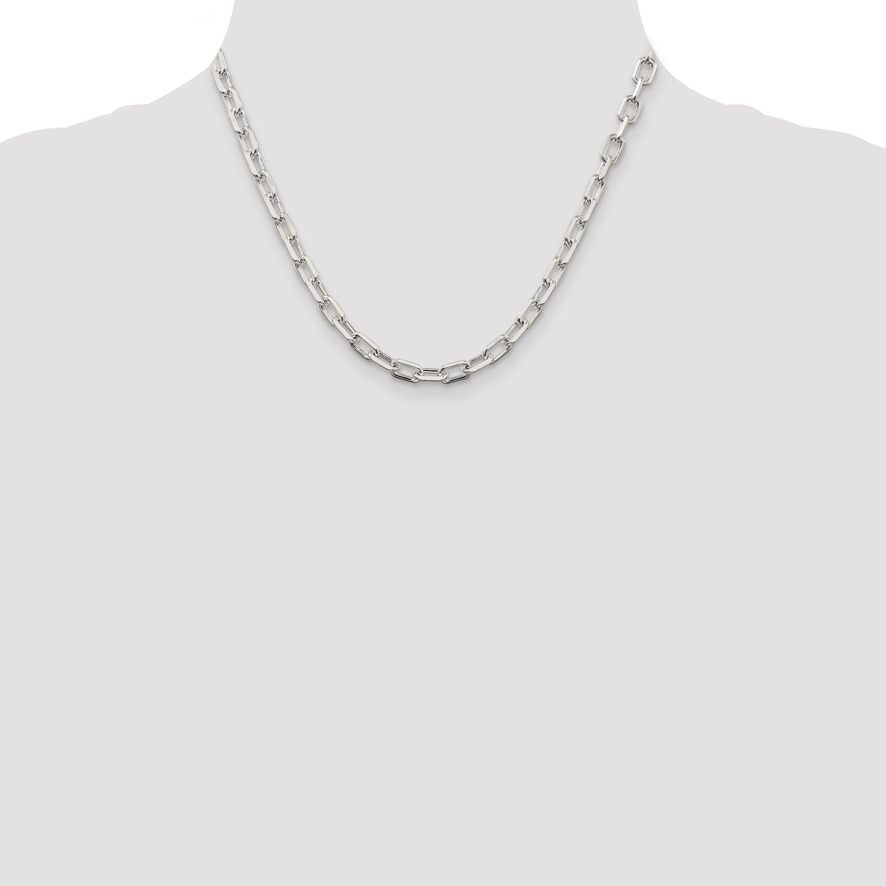 Sterling Silver 5.5mm Diamond-cut Long Link Cable Chain