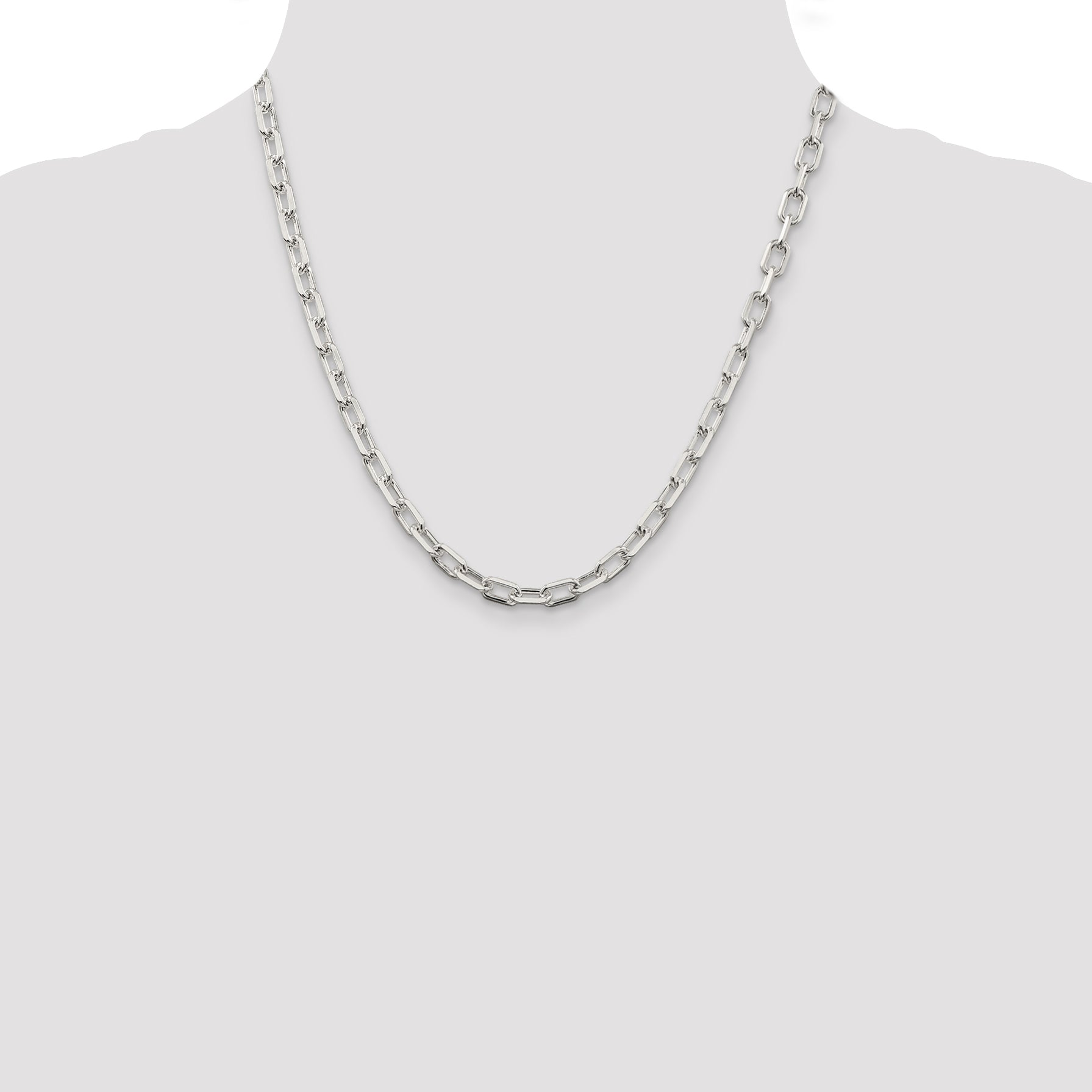 Sterling Silver 5.5mm Diamond-cut Long Link Cable Chain