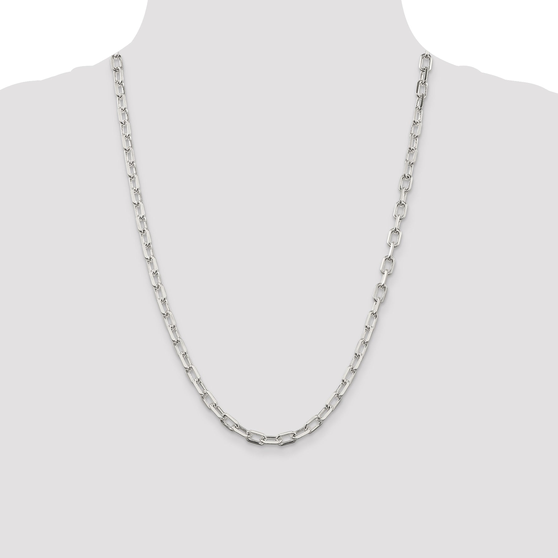 Sterling Silver 5.5mm Diamond-cut Long Link Cable Chain