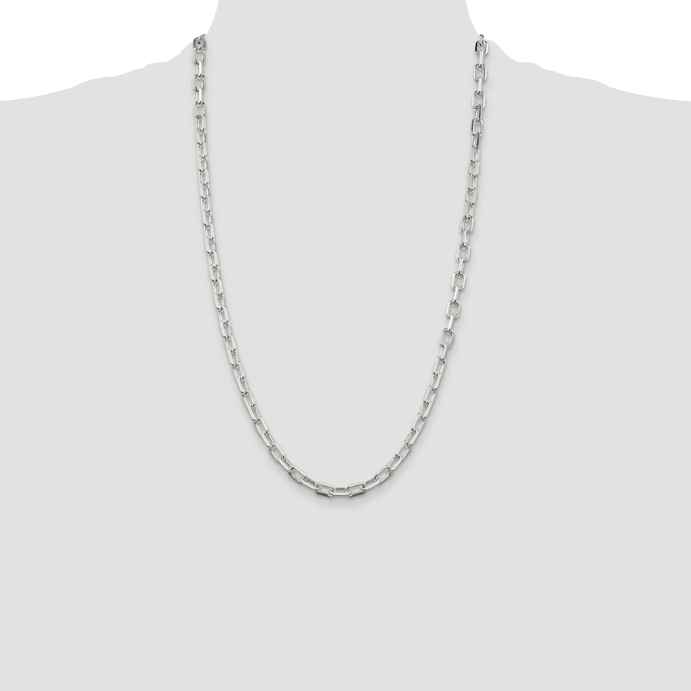 Sterling Silver 5.5mm Diamond-cut Long Link Cable Chain