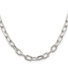 Sterling Silver 6.5mm Diamond-cut Long Link Cable Chain