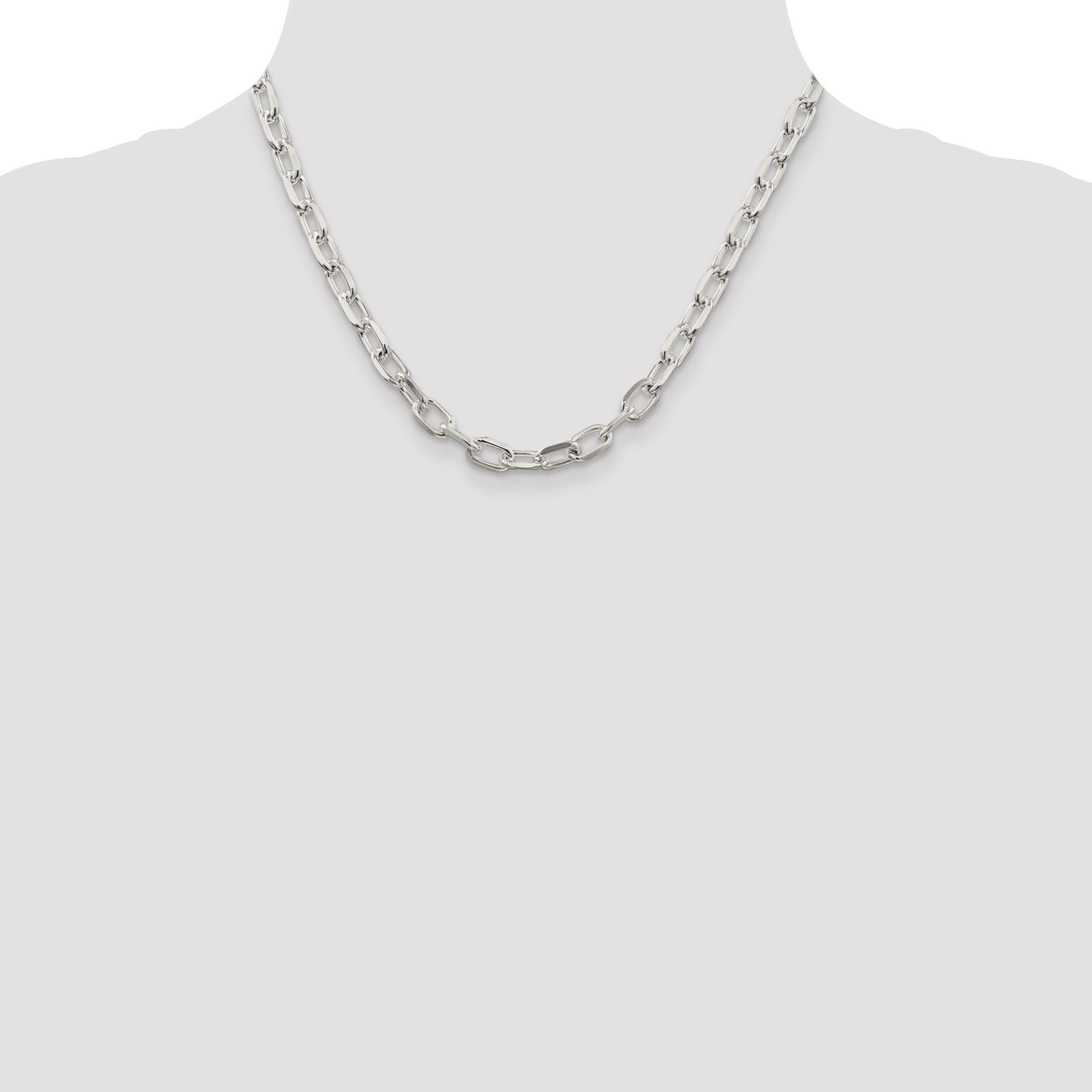 Sterling Silver 6.5mm Diamond-cut Long Link Cable Chain