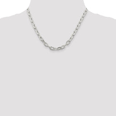 Sterling Silver 6.5mm Diamond-cut Long Link Cable Chain