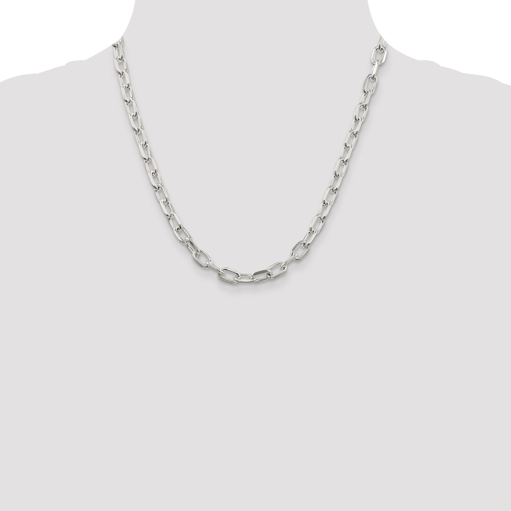 Sterling Silver 6.5mm Diamond-cut Long Link Cable Chain