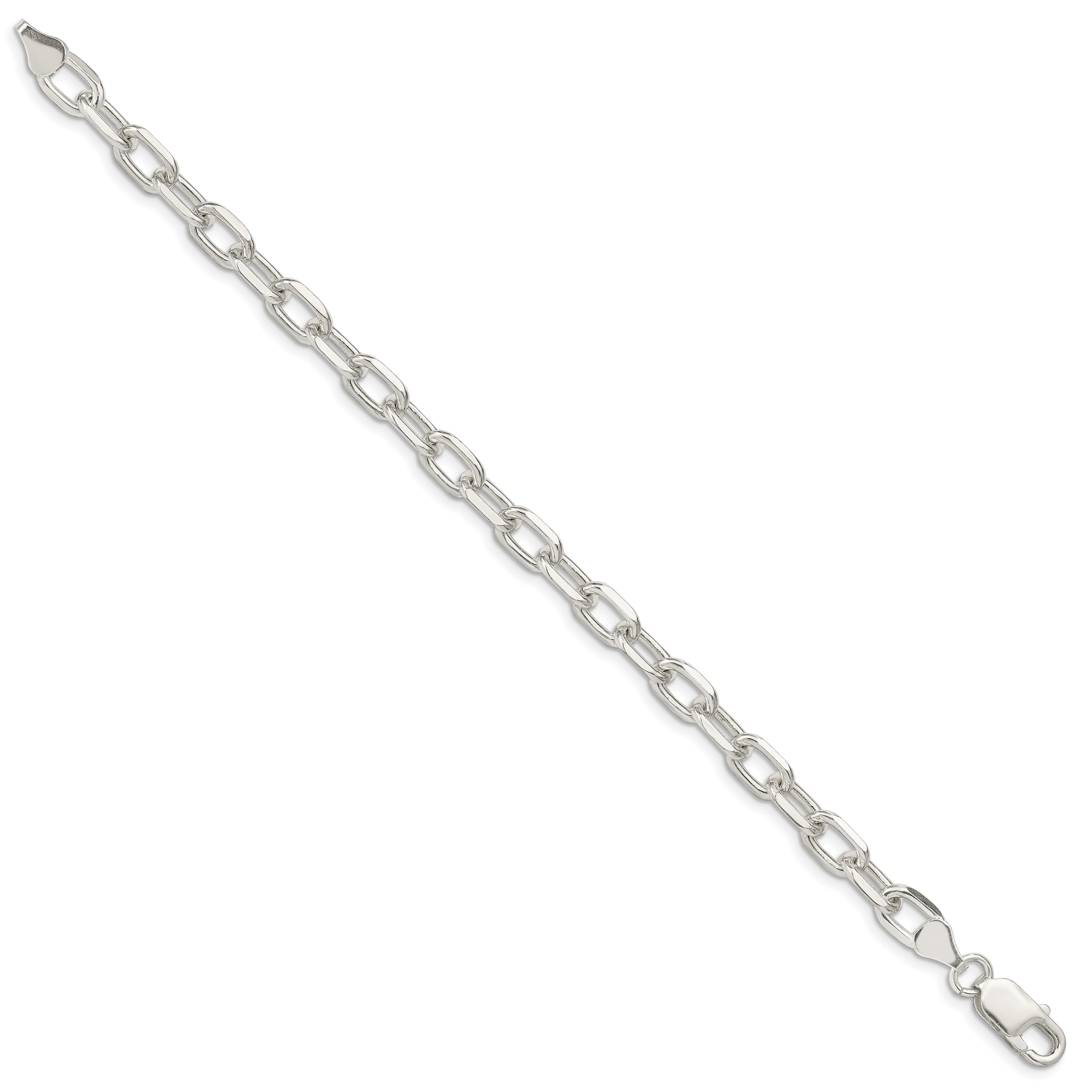 Sterling Silver 6.5mm Diamond-cut Long Link Cable Chain