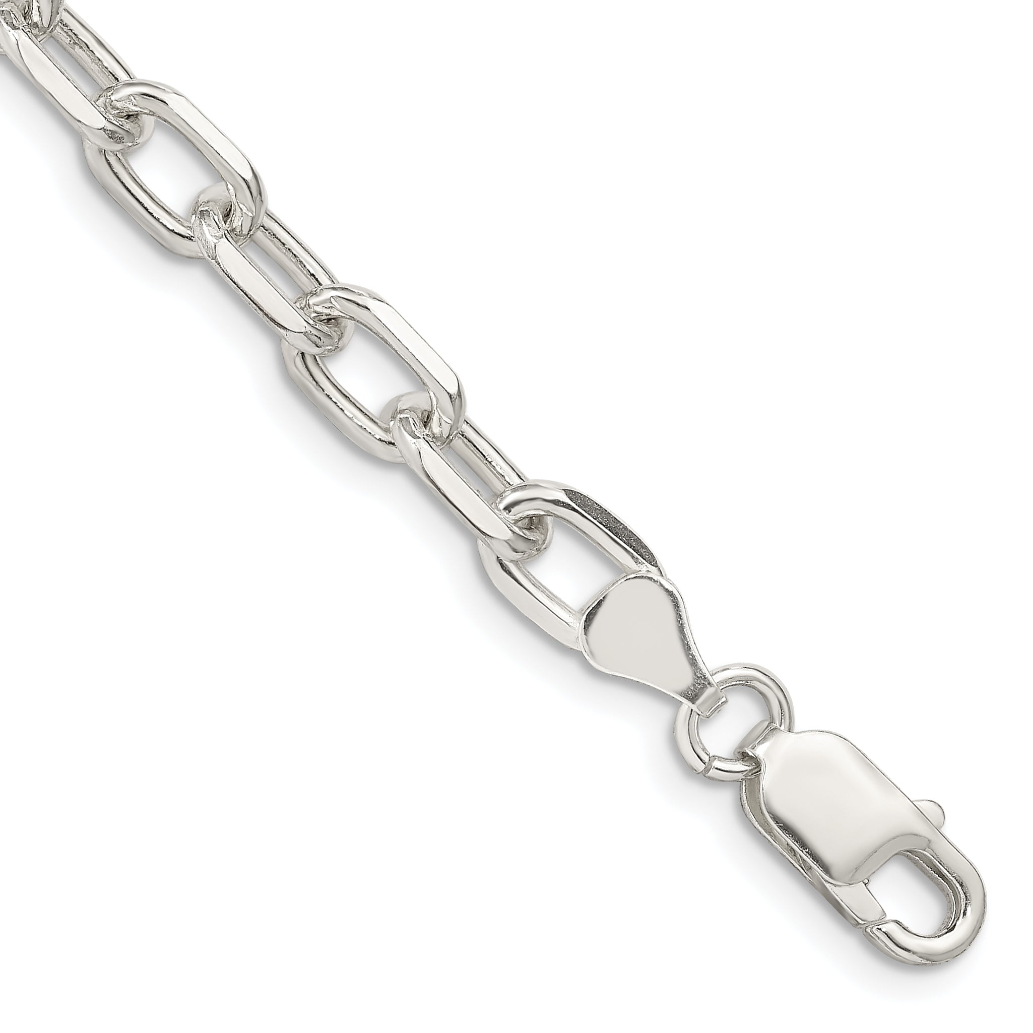 Sterling Silver 6.5mm Diamond-cut Long Link Cable Chain