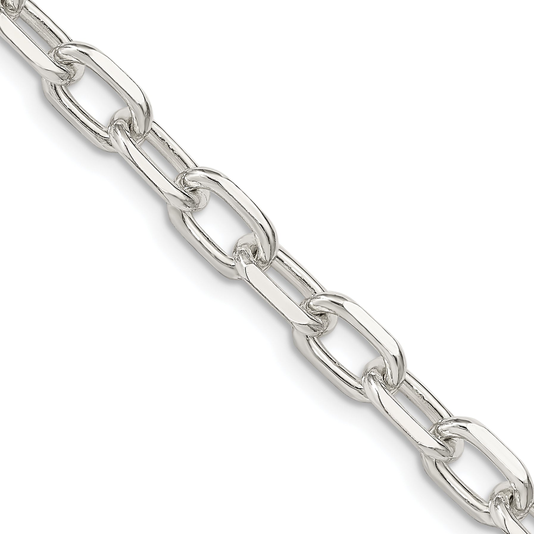 Sterling Silver 6.5mm Diamond-cut Long Link Cable Chain