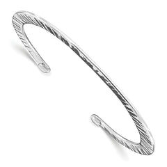 Sterling Silver Polished Hammered Open Bangle