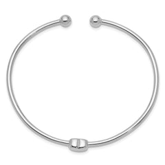 Sterling Silver Rhodium-plated Heart Cuff Bangle