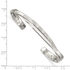 Sterling Silver Rhod-plated Plain 3mm Hammered Bands Bangle