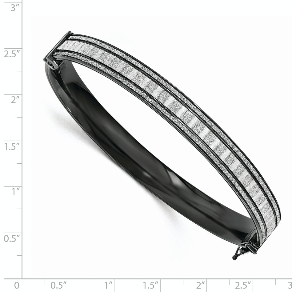 Sterling Silver Ruthenium-plated Glitter Infused Bangle